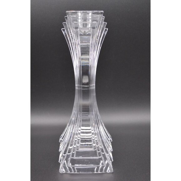 Mikasa Crystal City Lights Art Deco Candle Holder 10" Tall Square Base - Picture 1 of 6